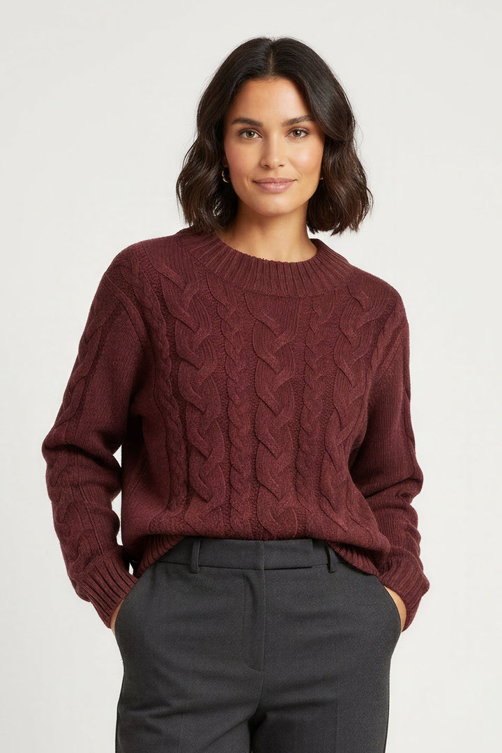 Crew neck chunky cable knit jumper