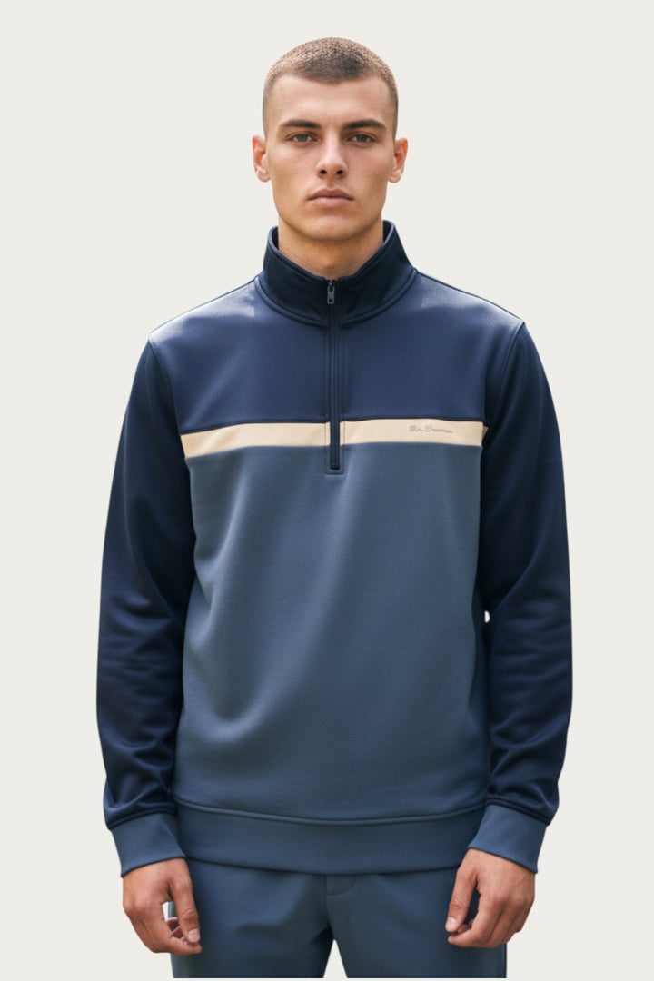 Blue Two tone quarter zip sweatshirt
