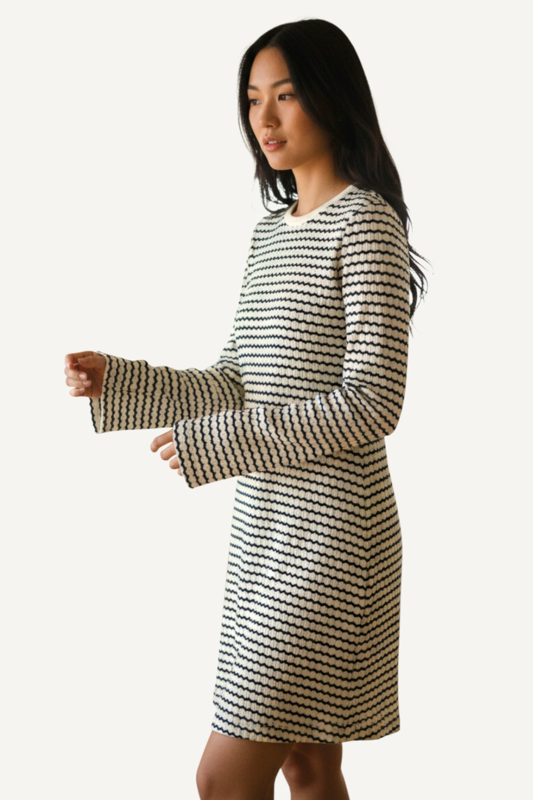 Texture Stripe Short Skater Dress