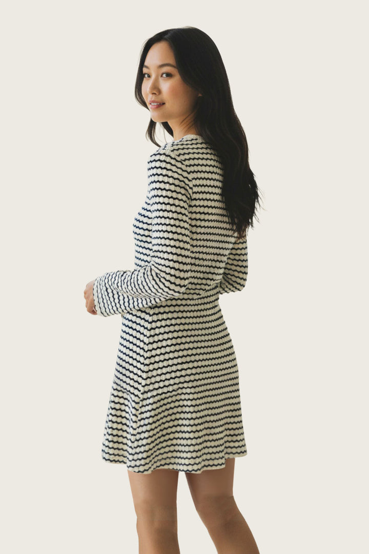 Texture Stripe Short Skater Dress
