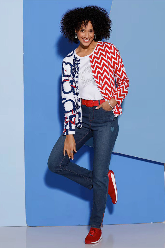 USA Print Zip Front Lightweight Jacket