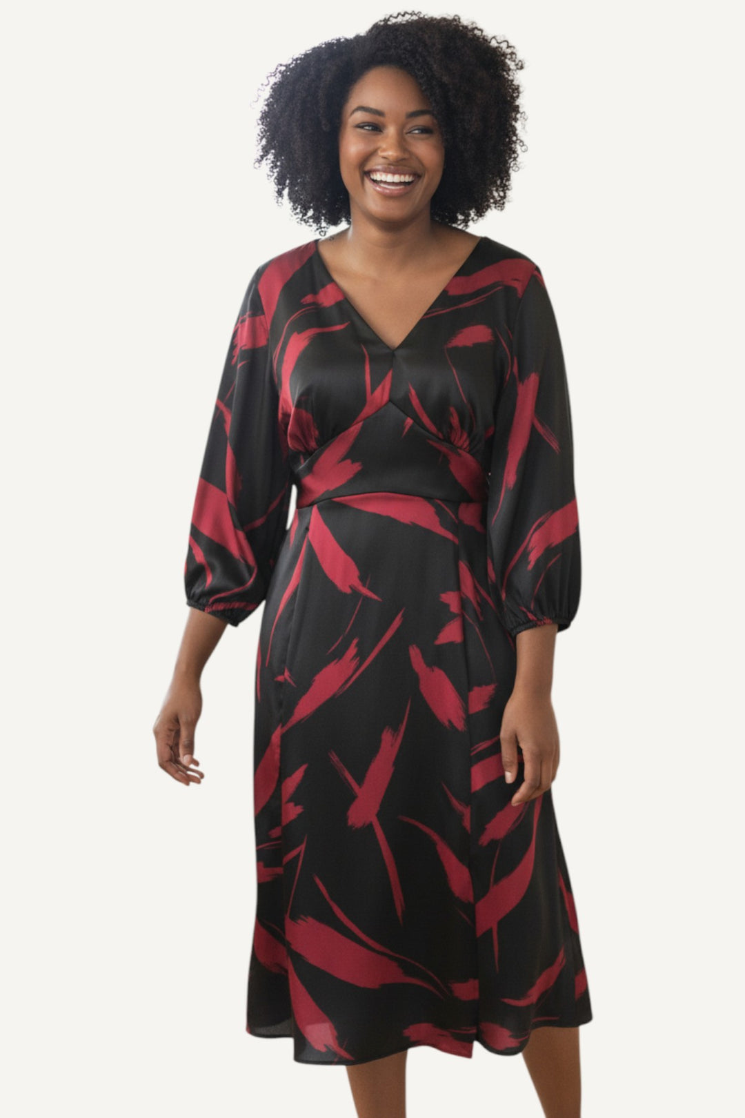 Blouson Sleeve Floral Midi Dress