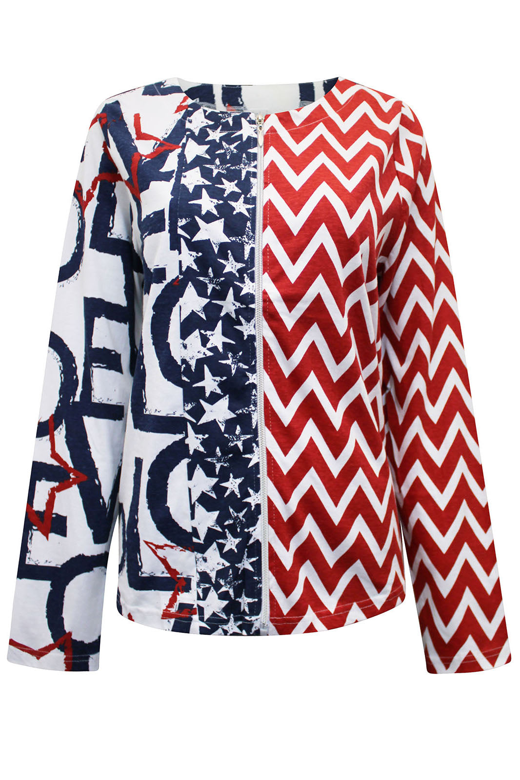 USA Print Zip Front Lightweight Jacket