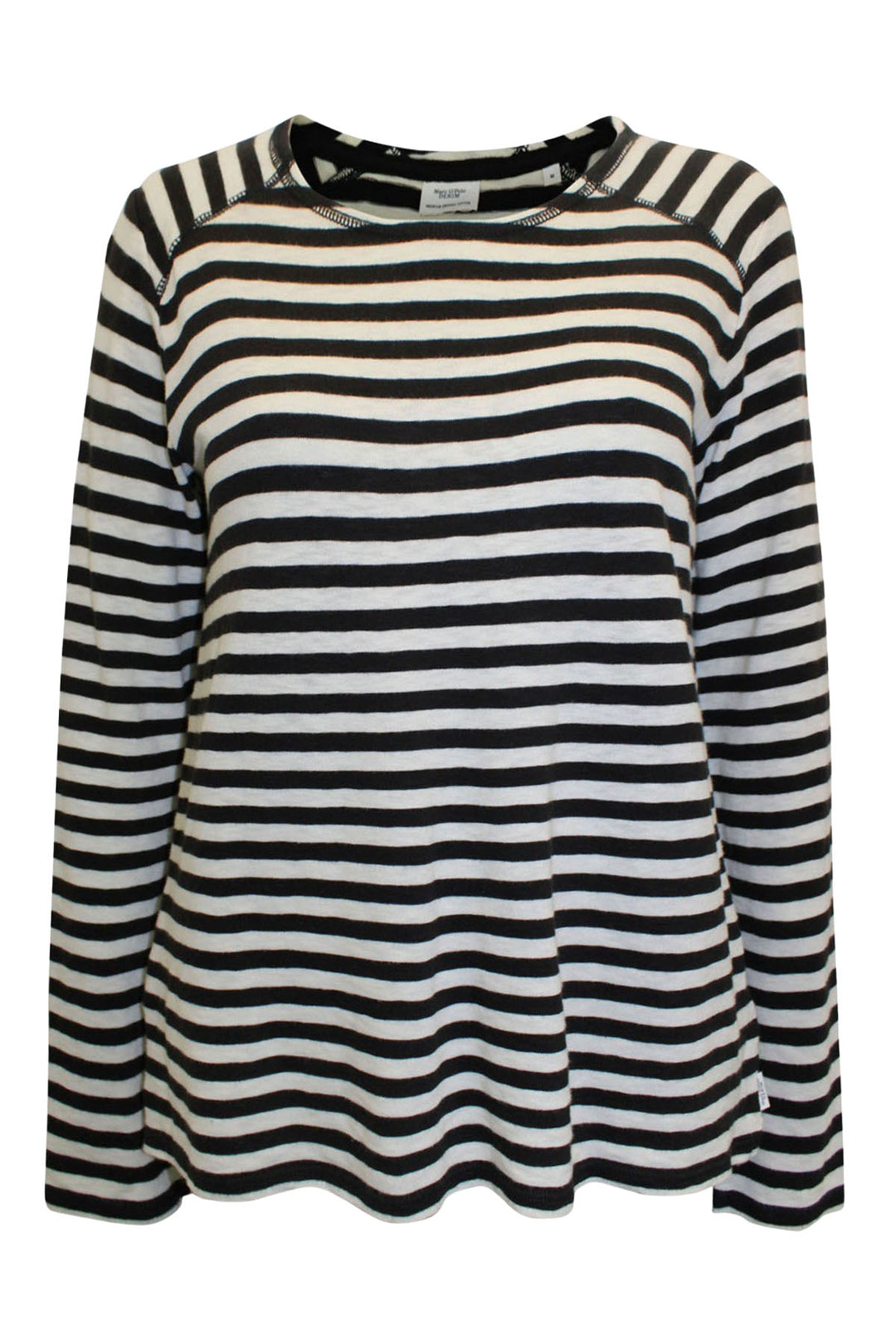 Cotton Jersey Stripe Long Sleeve T-Shirt Rolled Neck