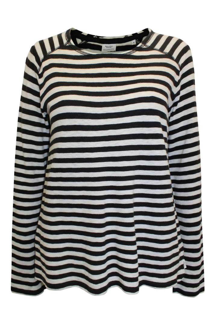 Cotton Jersey Stripe Long Sleeve T-Shirt Rolled Neck