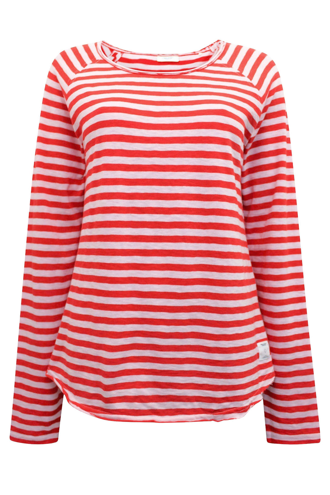 Cotton Jersey Stripe Long Sleeve T-Shirt Rolled Neck