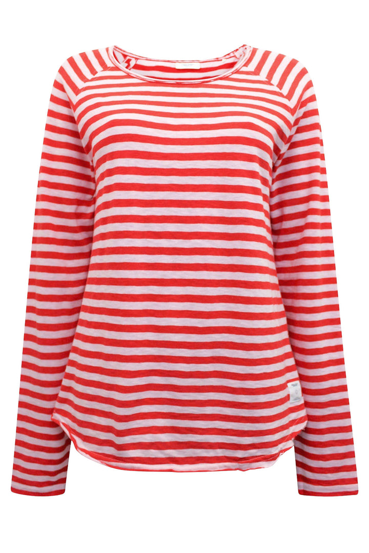 Cotton Jersey Stripe Long Sleeve T-Shirt Rolled Neck