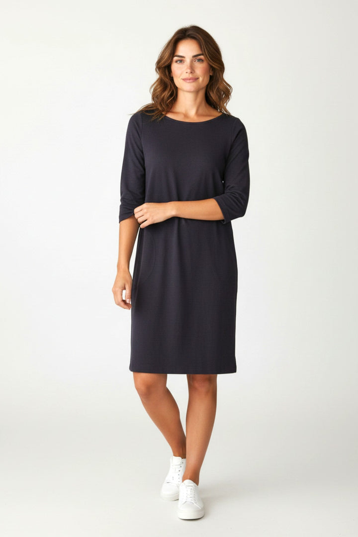 Navy Ribbed Tunic Dress