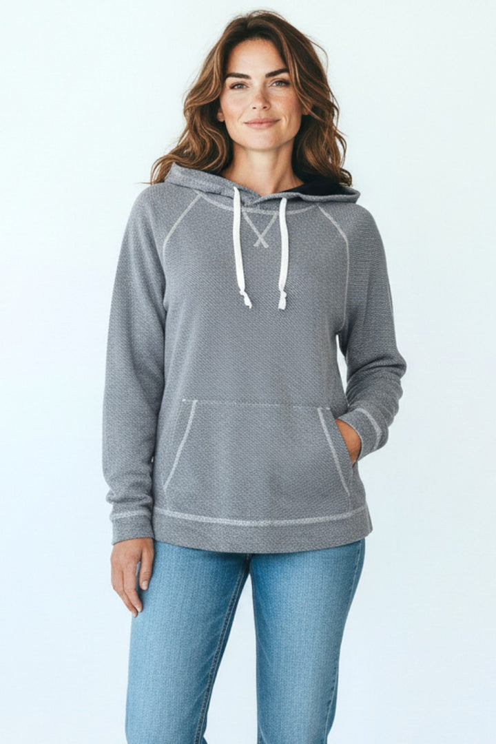 Textured Pocket Front Lightweight Hoodie