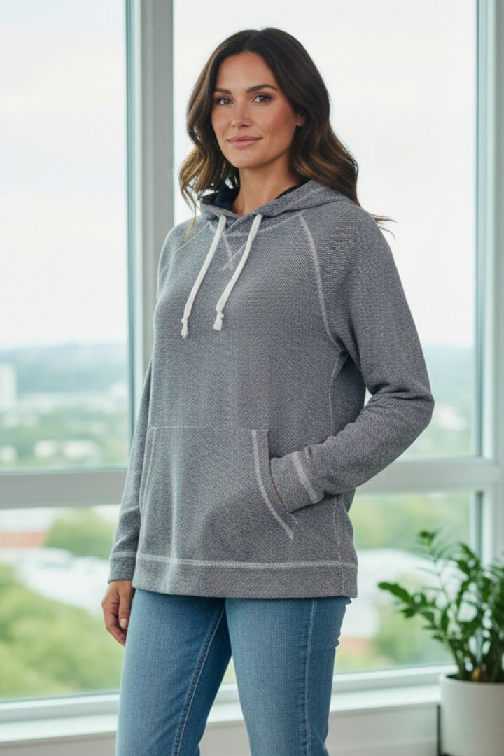 Textured Pocket Front Lightweight Hoodie