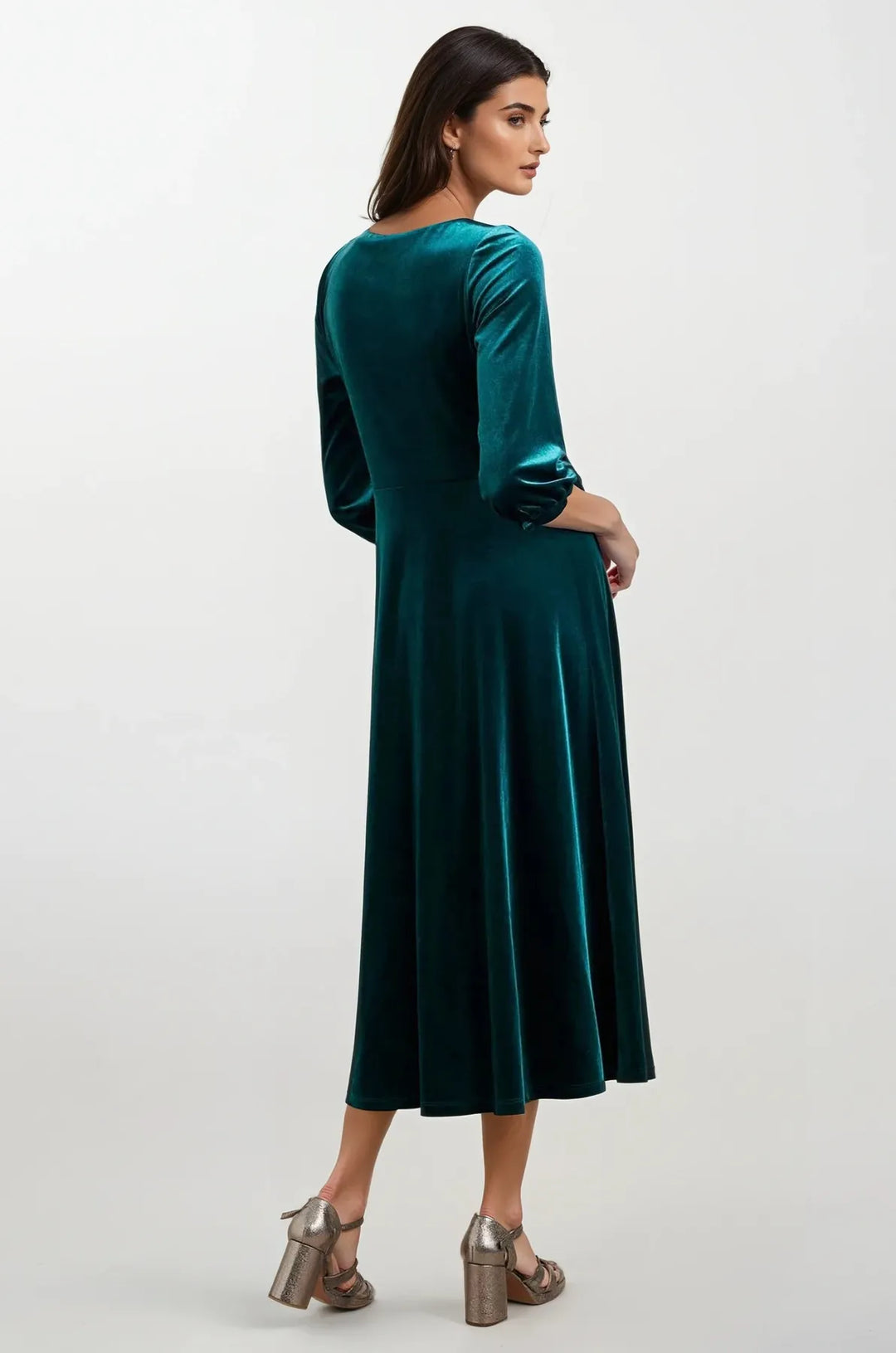 Green Velvet Fit & Flare Midi Dress