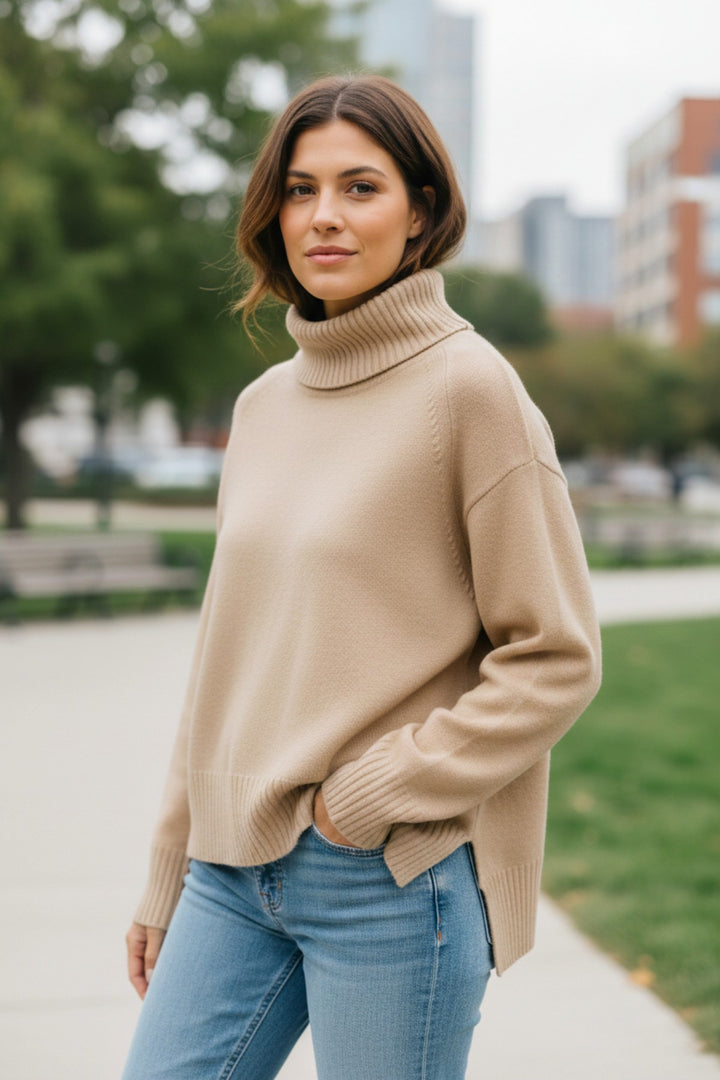 Roll Neck Side Split Jumper