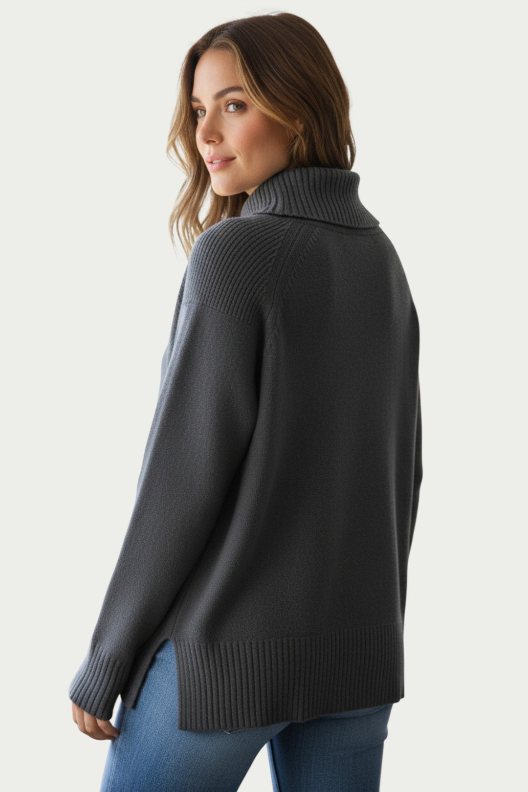 Roll Neck Side Split Jumper