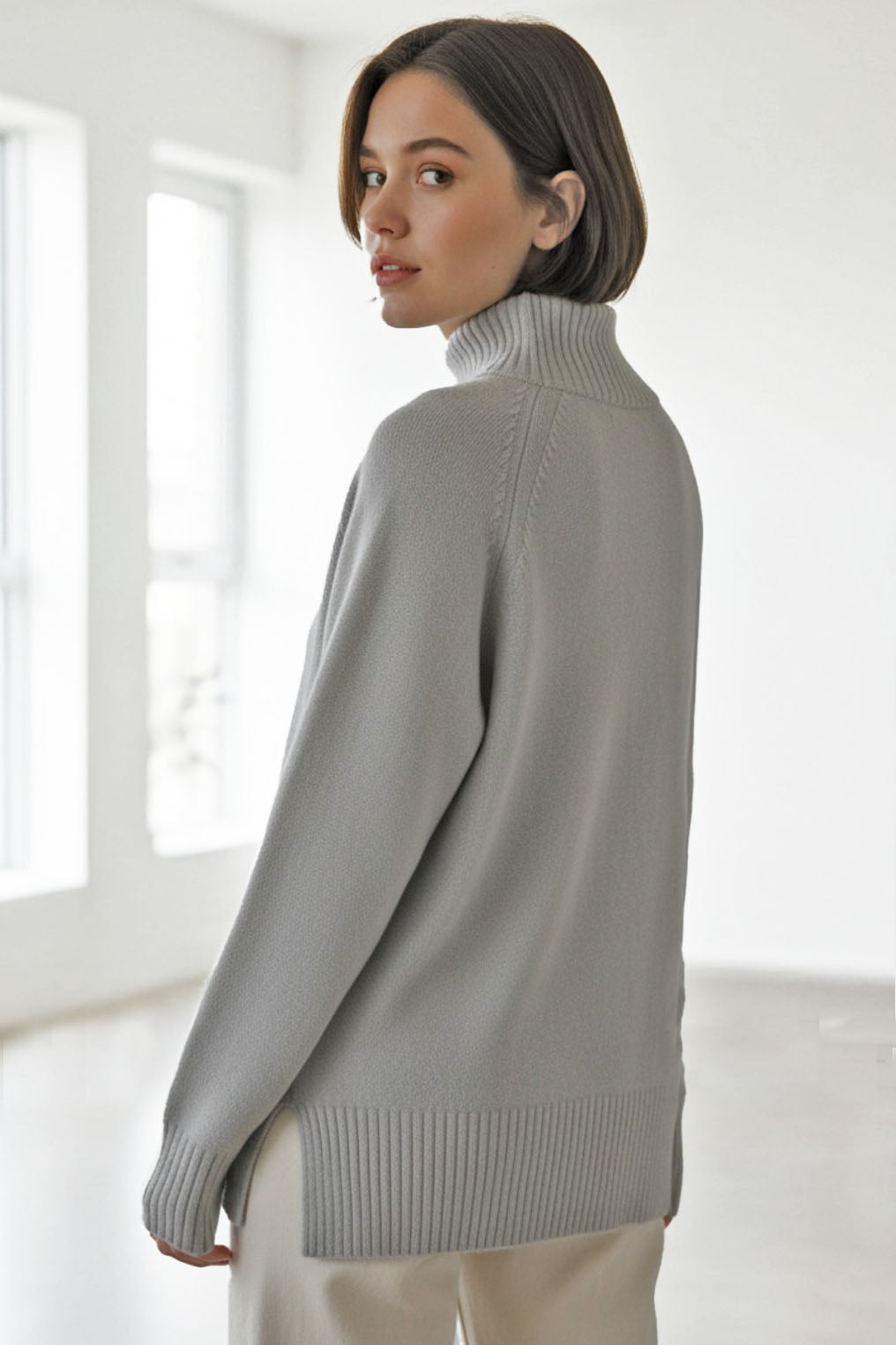 Roll Neck Side Split Jumper