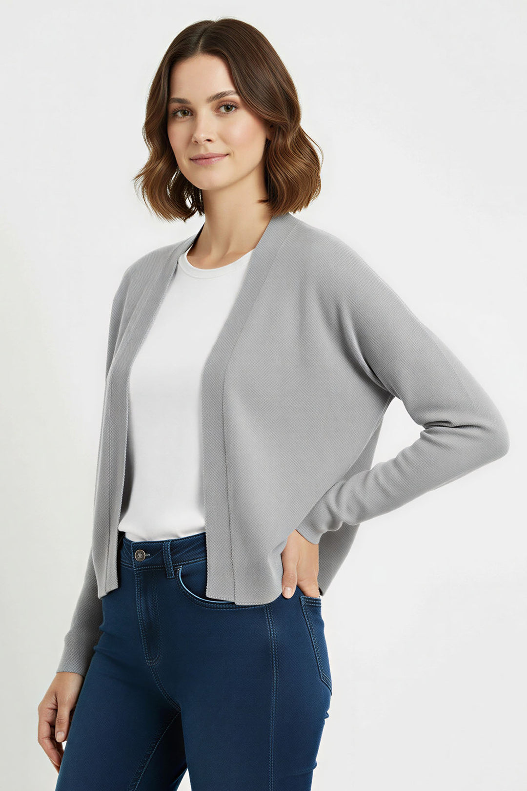 Herringbone Edge Open Cardigan