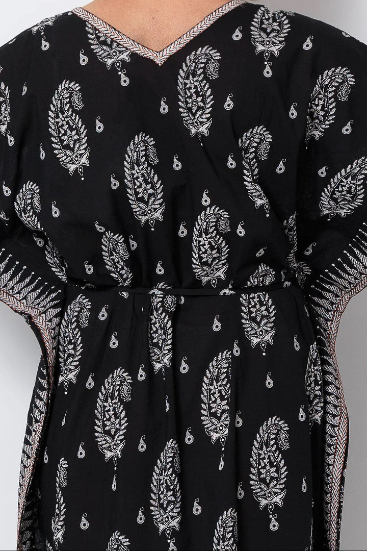 Black Embroidered Kaftan Dress