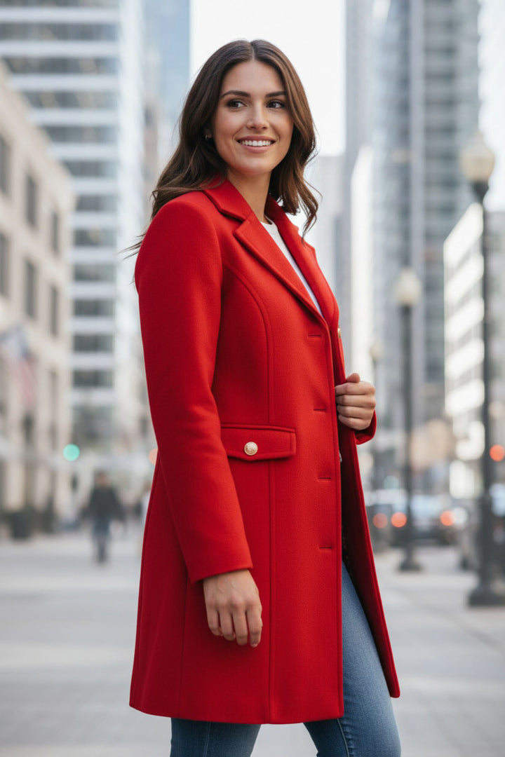Red Longline Blazer Coat-Secret Label