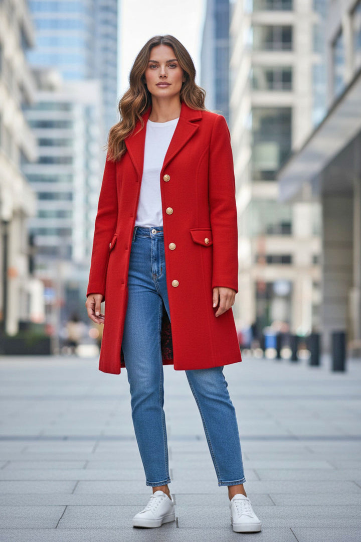 Red Longline Blazer Coat-Secret Label