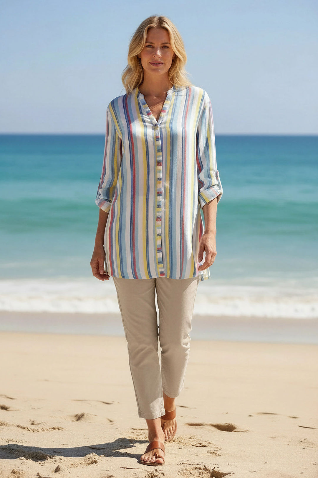 Pastel Stripe Longline Blouse-Secret Label