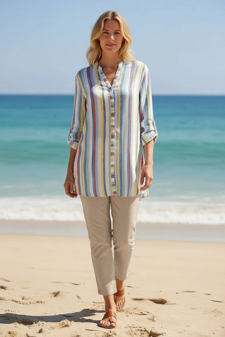Pastel Stripe Longline Blouse-Secret Label