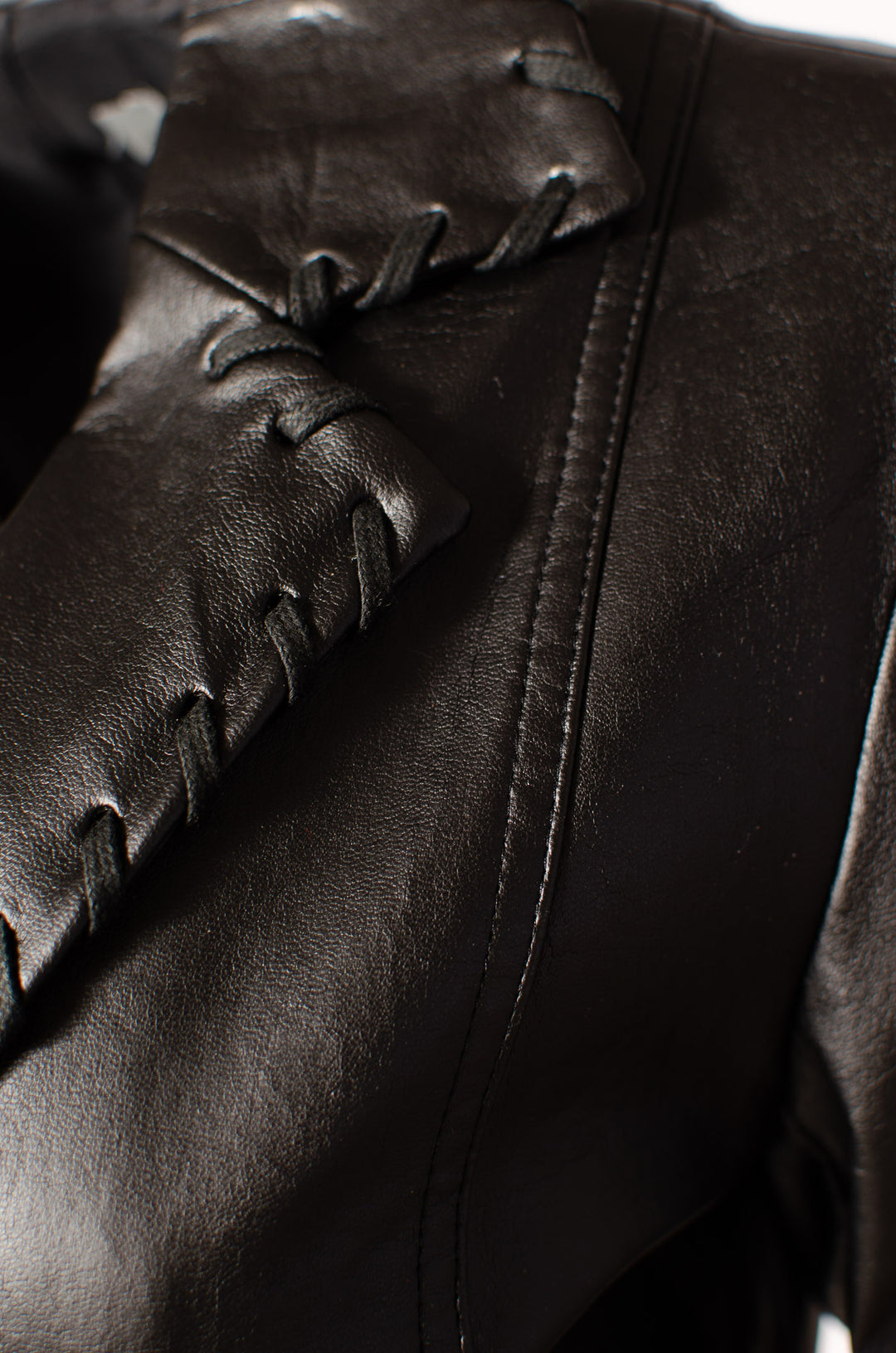 Faux Leather Stitched Trim Coat