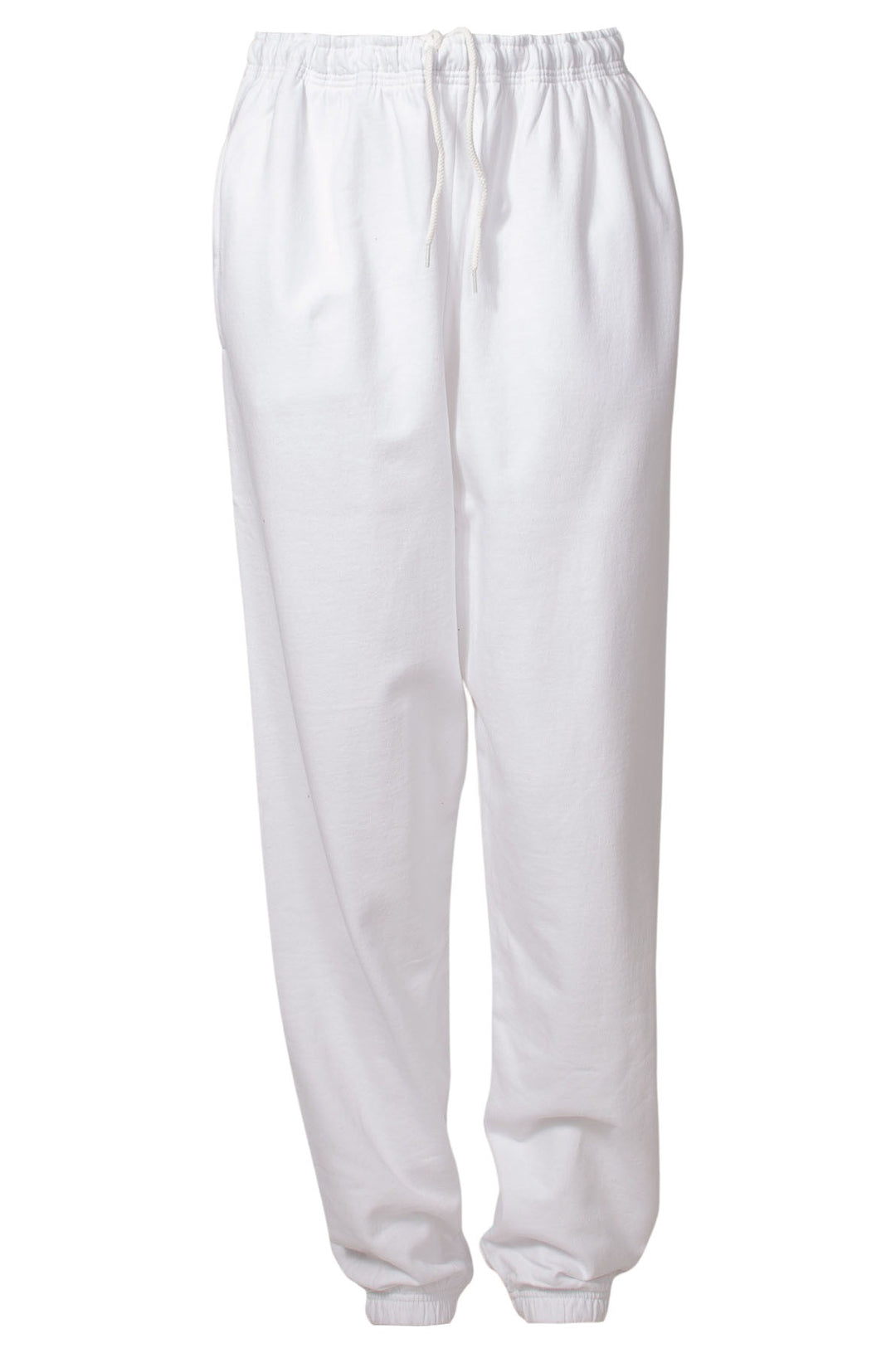 White Elasticated Cuff Hem Joggers