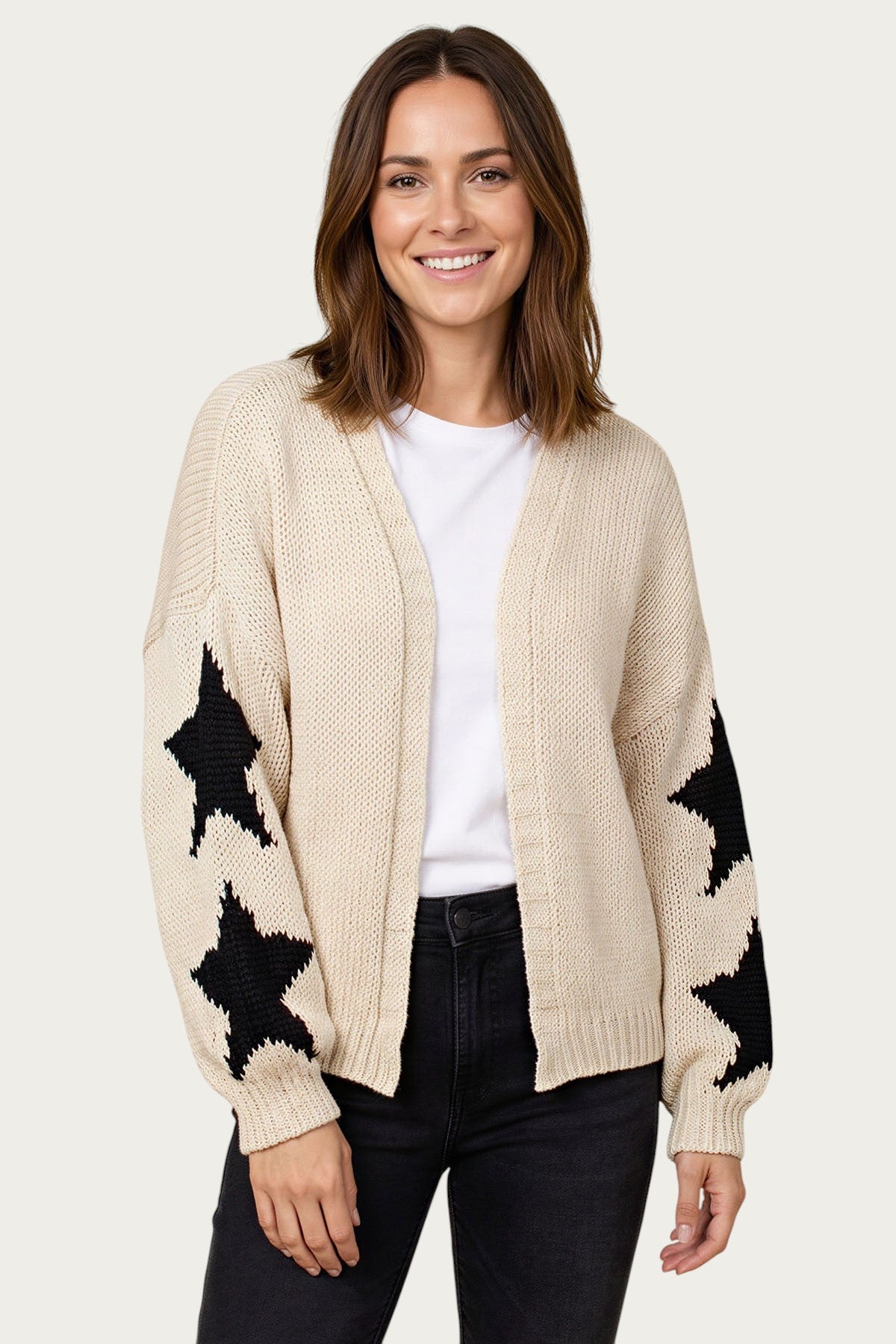 Star Sleeve Open Front Cardigan – Secret Label