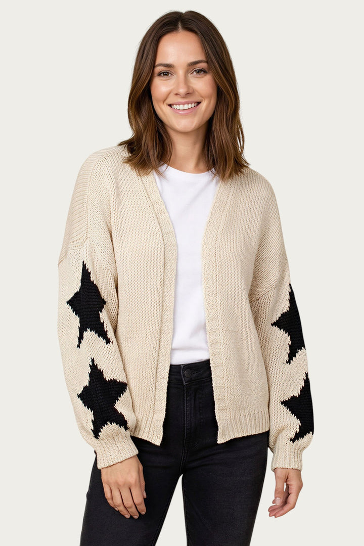 Star Sleeve Open Front Cardigan