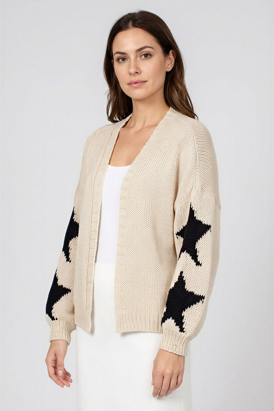 Star Sleeve Open Front Cardigan