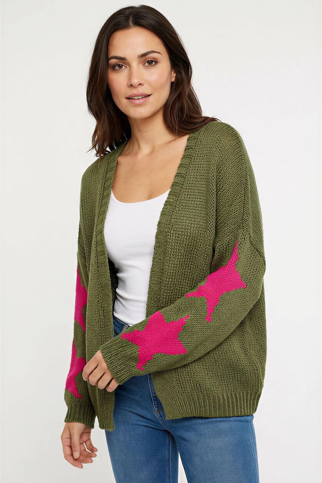Star Sleeve Open Front Cardigan