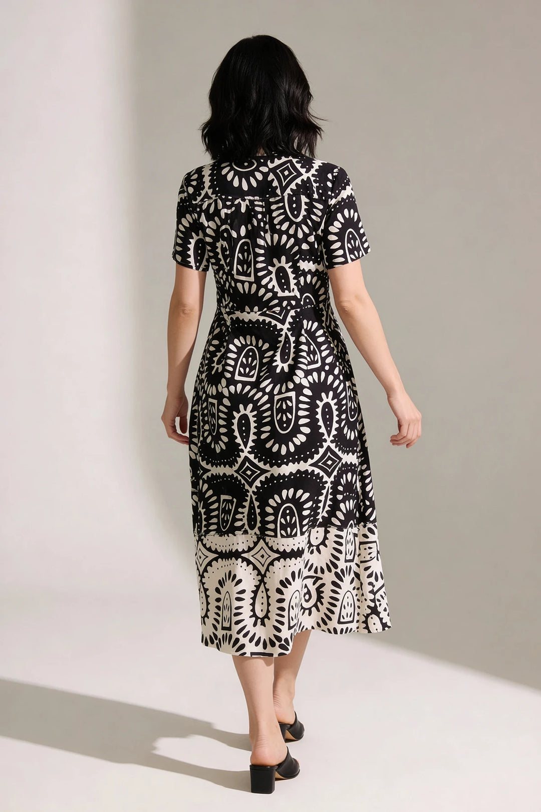 Monochrome Geometric Print Jersey Shirt Dress