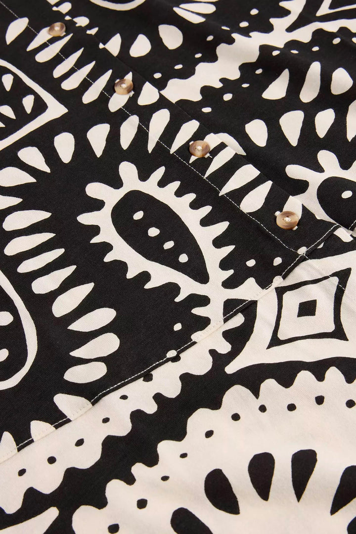 Monochrome Geometric Print Jersey Shirt Dress