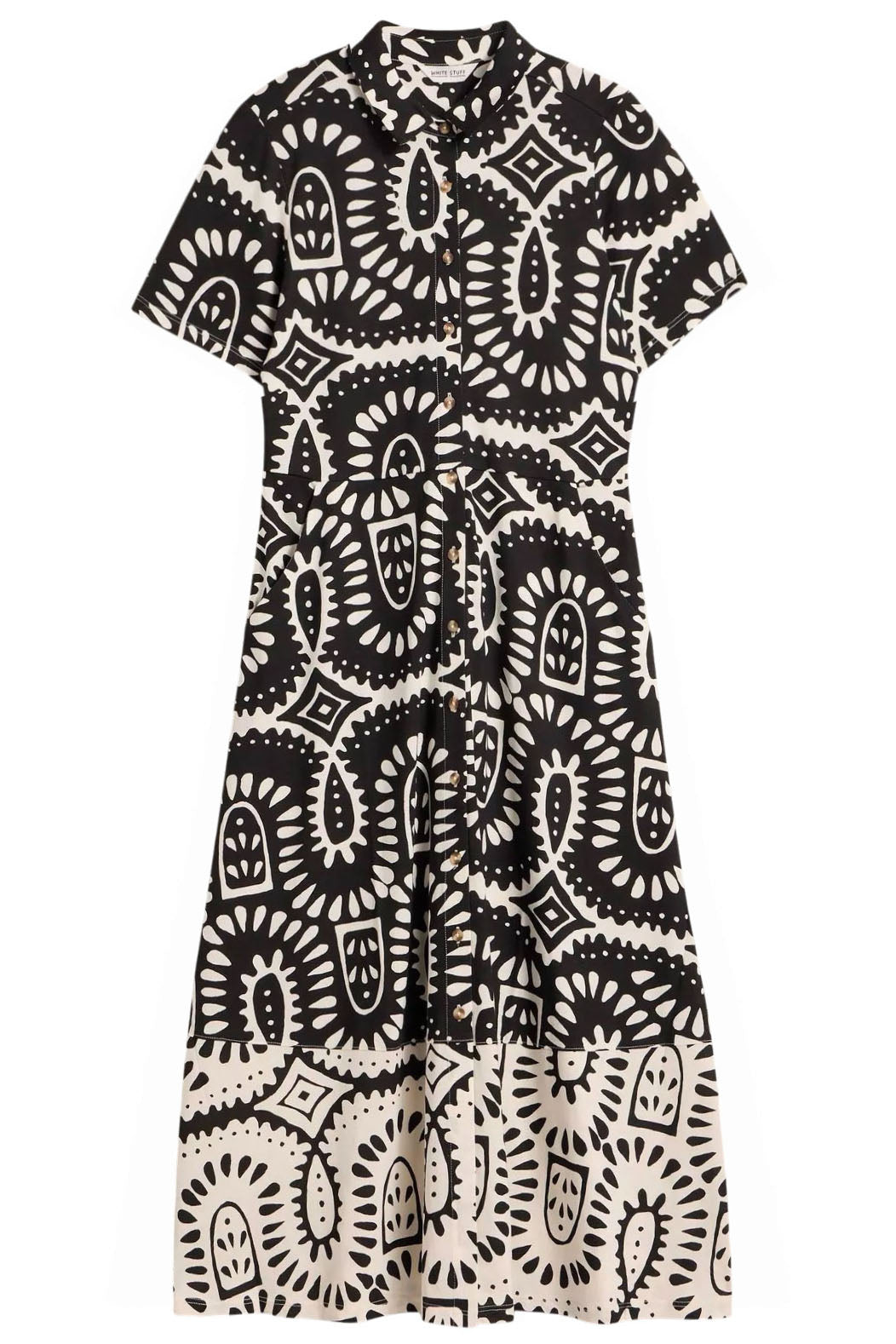 Monochrome Geometric Print Jersey Shirt Dress