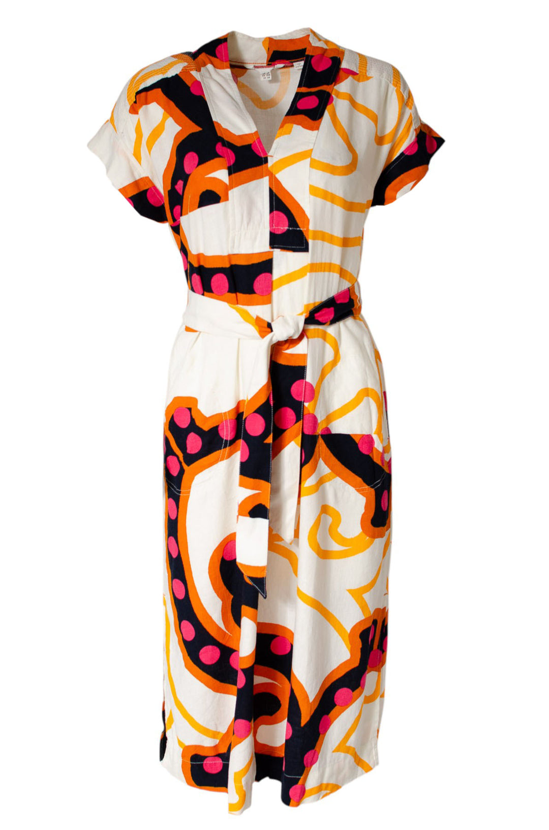 Marianne Linen Blend Dress Vibrant Abstract Print