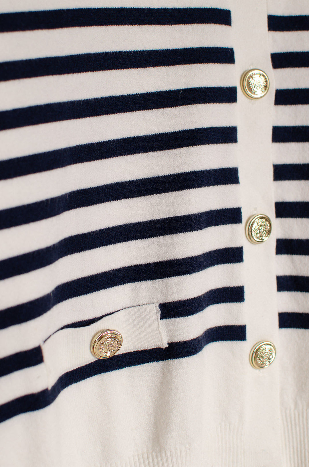 Cream Navy Striped Cardigan