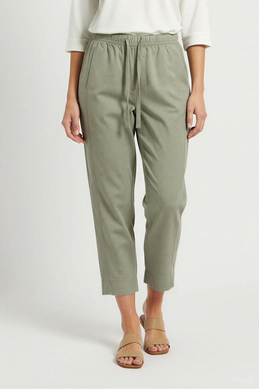 Tencel Crop Trousers Elasticated Waist
