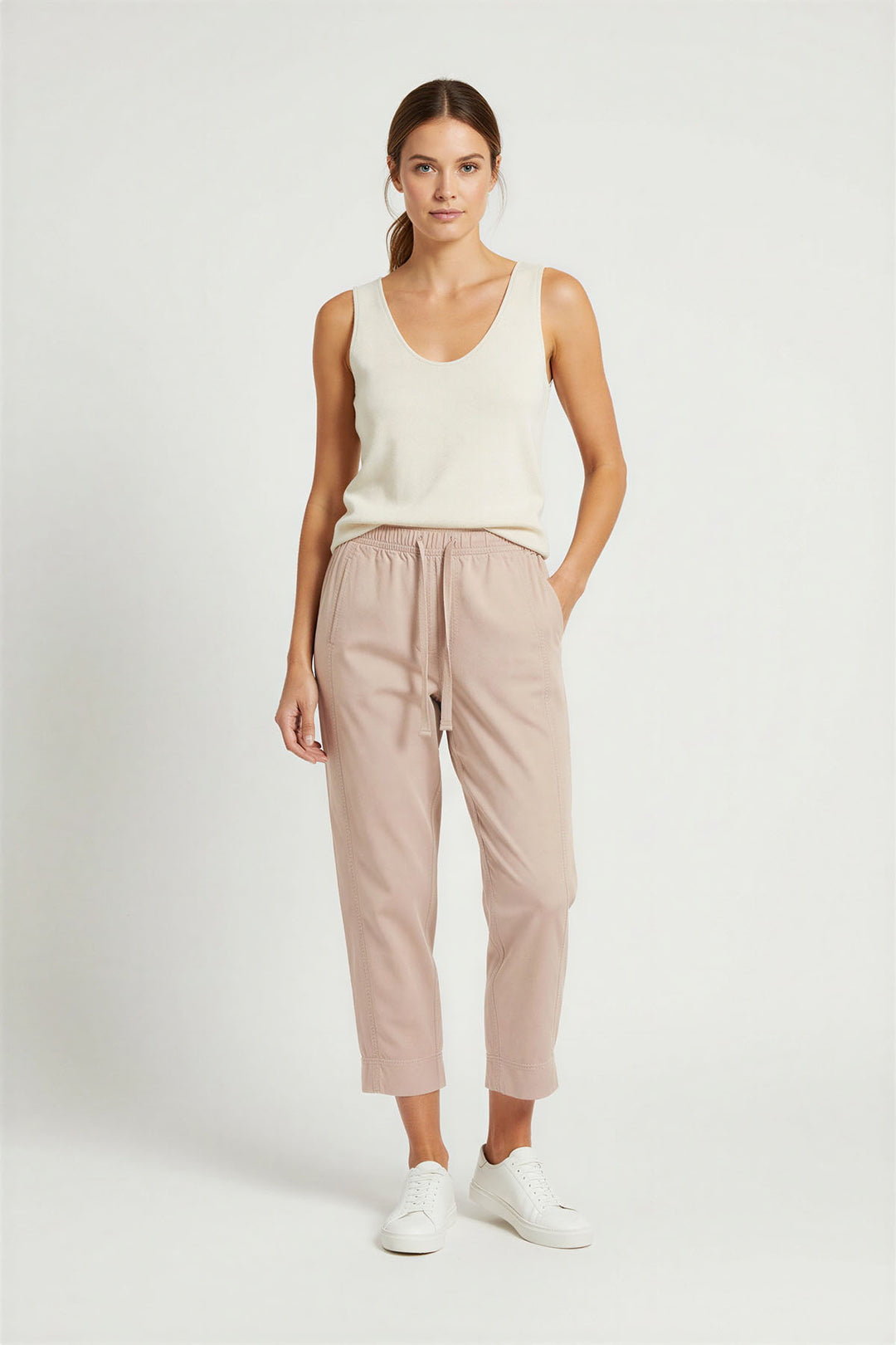 Tencel Crop Trousers Elasticated Waist