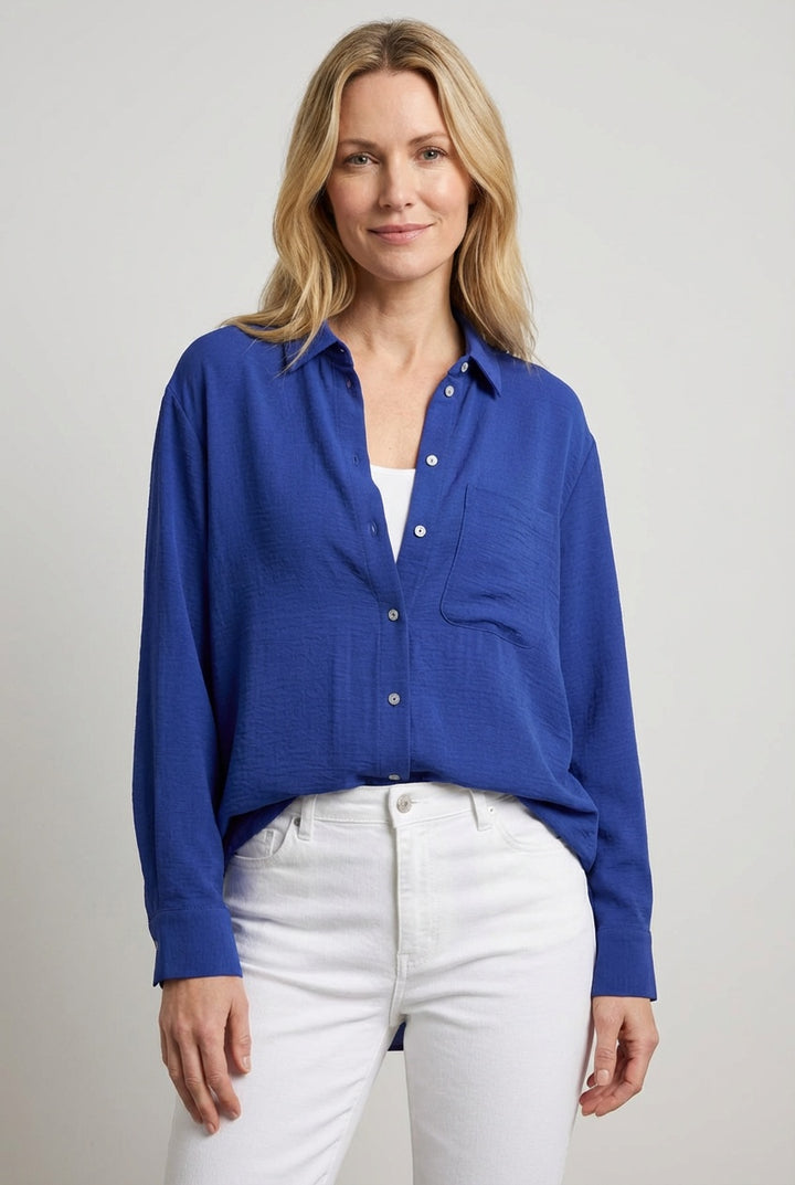 Oversize Longline Pocket Front Shirt