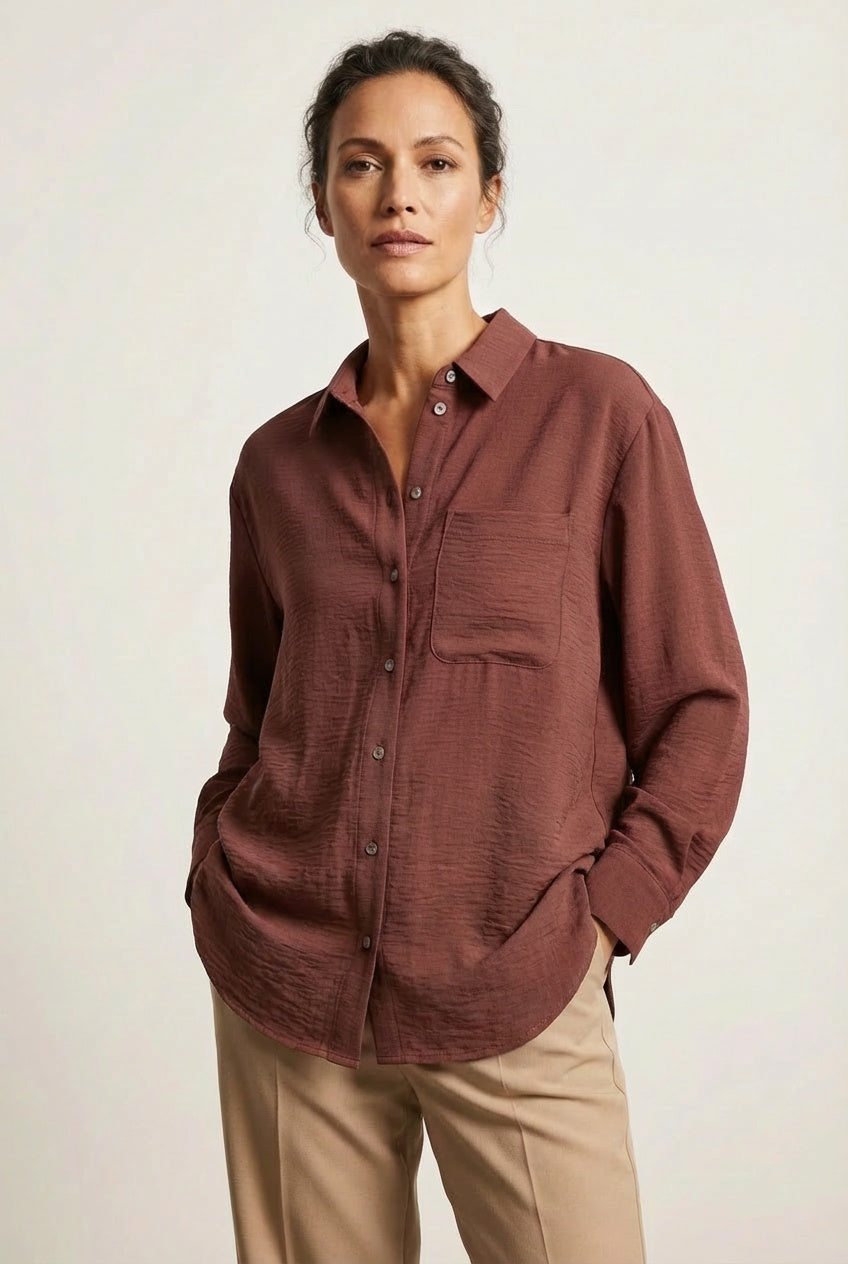 Oversize Longline Pocket Front Shirt