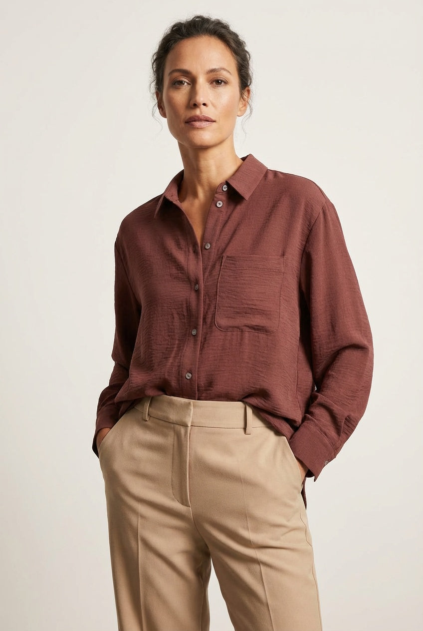 Oversize Longline Pocket Front Shirt