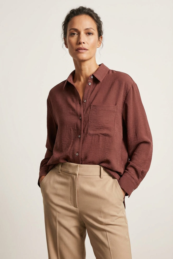 Oversize Longline Pocket Front Shirt