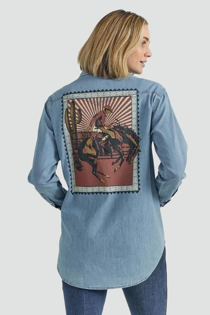 Western Denim Shirt Rodeo Poster Back