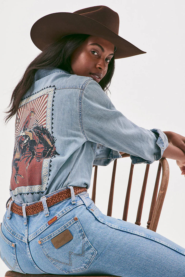 Western Denim Shirt Rodeo Poster Back