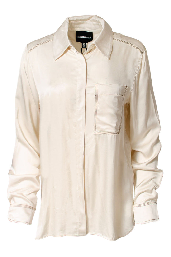 Beige Long Sleeve Silky Shirt