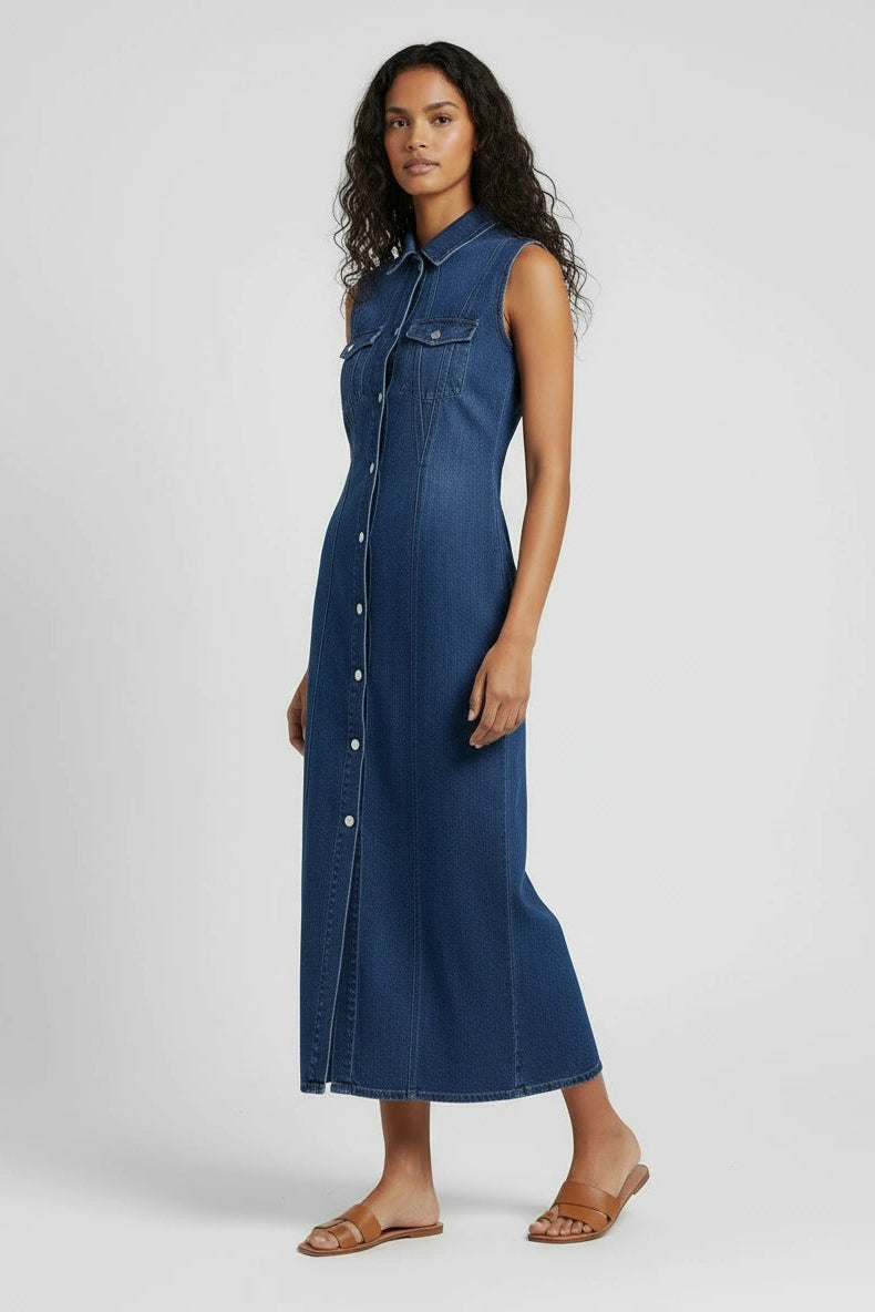 Mie_yamDeuxieme dignity sleeveless Sleeveless Denim Midaxi Dress – Secret Label