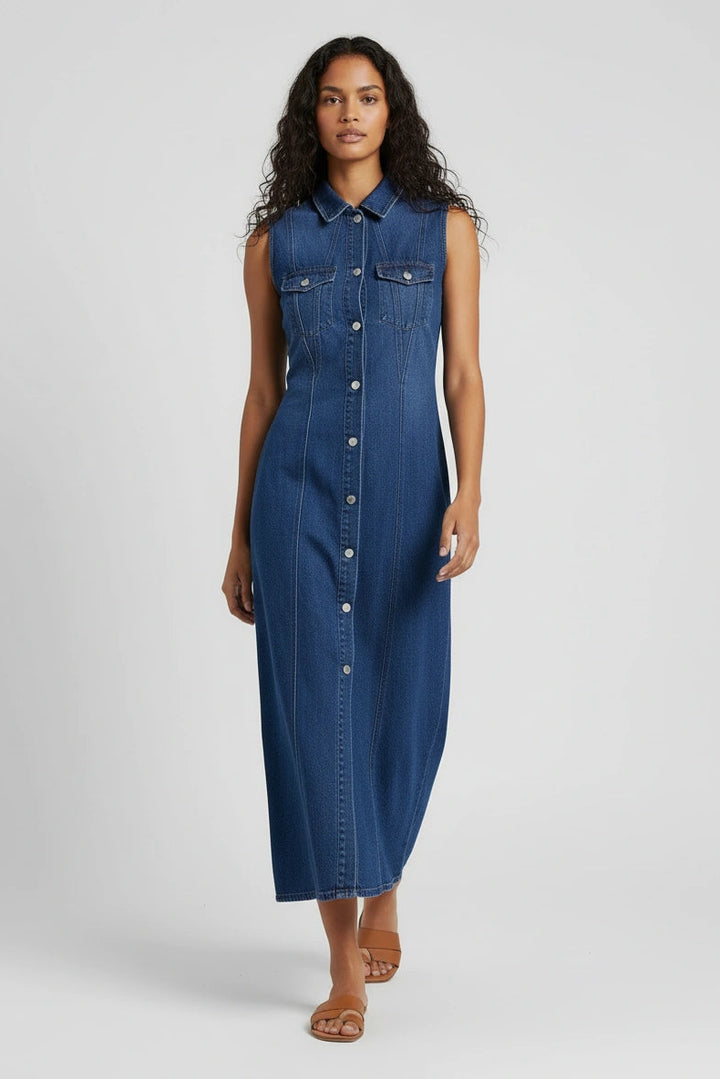 Sleeveless Denim Midaxi Dress