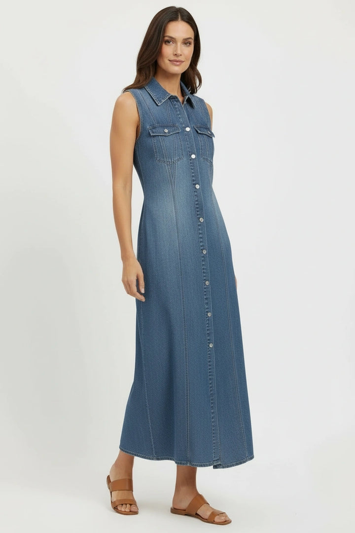 Sleeveless Denim Midaxi Dress