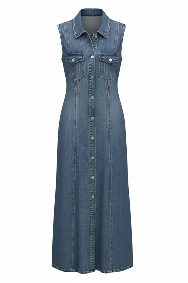Sleeveless Denim Midaxi Dress