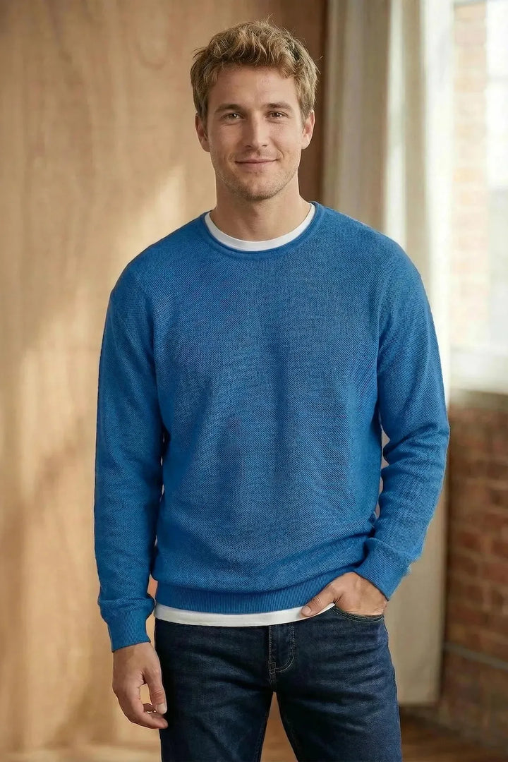 Roll Edge Crew Neck Spring Sweater