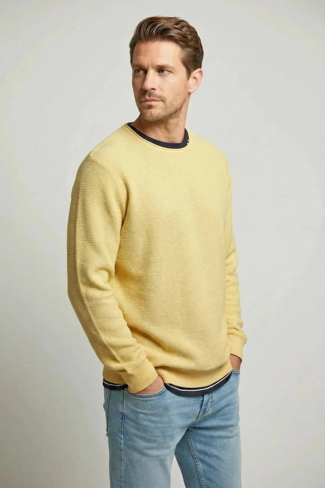 Roll Edge Crew Neck Spring Sweater